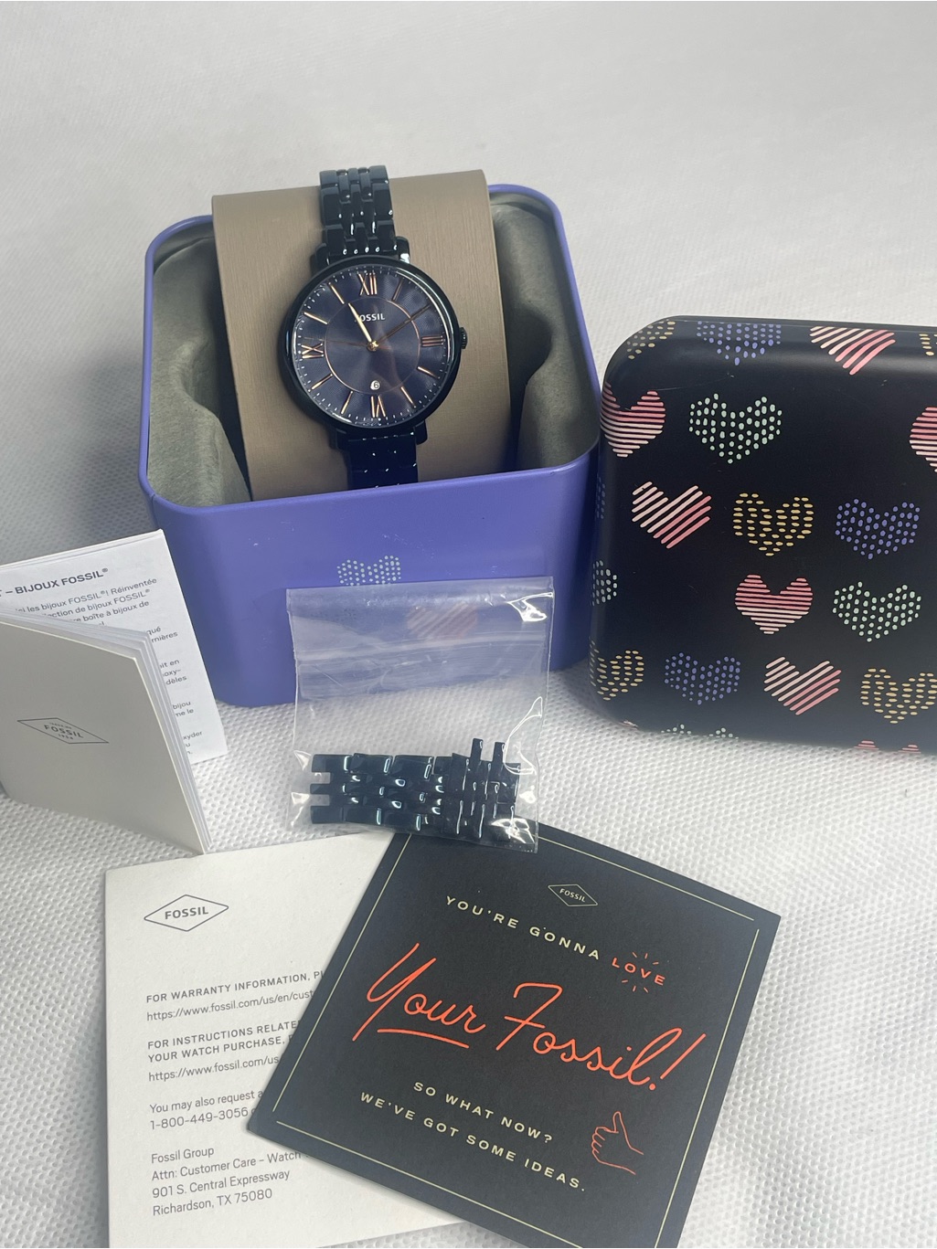 Fossil Jacqueline Blue Steel Watch Guilloche Tooled Dial Date Window Es4094 Fossil Jacqueline Blue Steel Watch Guilloche Tooled Dial Date Window Es4094